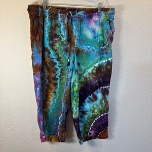 Old Navy Multicolor Tie-Dye Pants cropped wide leg cotton